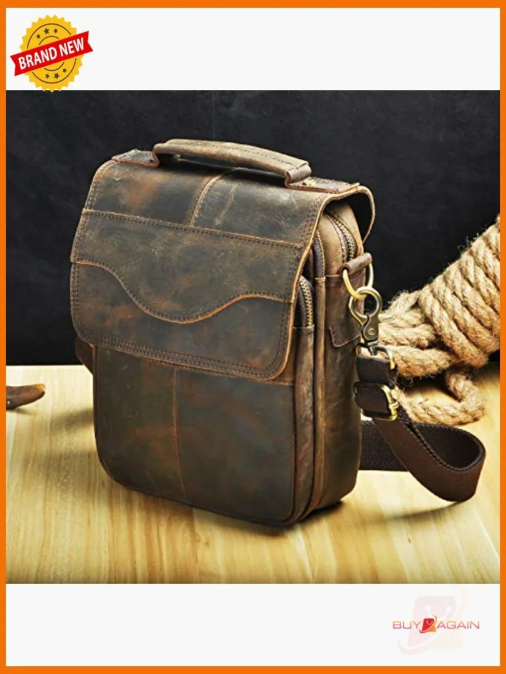 Genuine Leather Small Messenger Crossbody Bag Set with Belt Loops